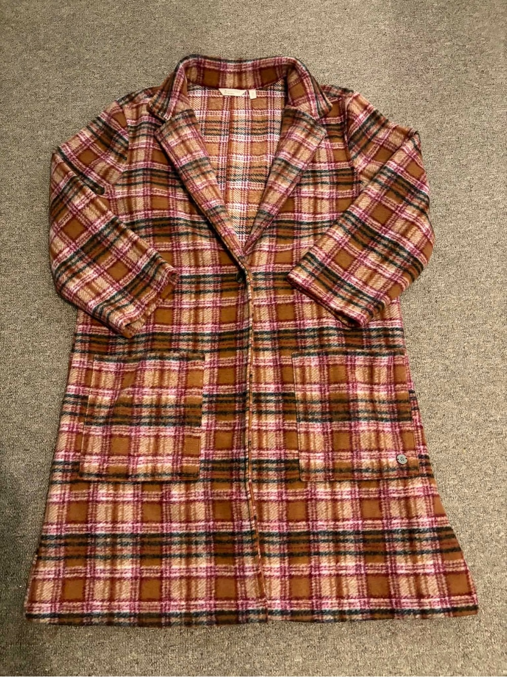 Weekender Max Cacos Plaid Longline Shacket Cardigan Coat Boho Cottagecore XL - Picture 2 of 4